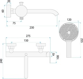 Смесител за вана Rea Ontario Side Brush Nickel