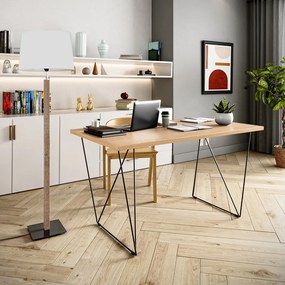 Работно бюро в декор от дъбово дърво с черни крака , 140 x 75 cm Flow - TemaHome