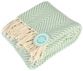 Памучно одеяло в цвят мента 150x235 cm Herringbone – Rex London