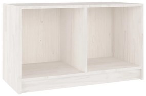 809943 vidaXL ТВ шкаф, бял, 70x33x42 см, бор масив