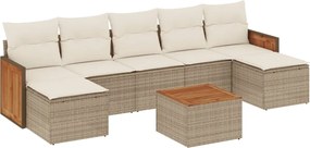 3227920 vidaXL Градински диван с възглавници, 8 части, бежов полиратан