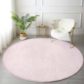 Светлорозов кръгъл килим подходящ за пране и за прахосмукачки роботи ø 120 cm Comfort – Mila Home