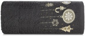Памучна коледна кърпа черна с коледна украса Ширина: 70 см | Дължина: 140 см