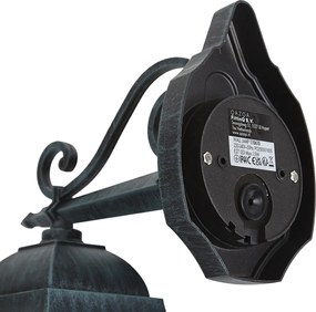 Винтидж външен стенен фенер черен с антично зелено IP44 - Antigua Down