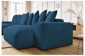 Тъмносин ъглов диван от рипсено кадифе Voltaire – Bobochic Paris