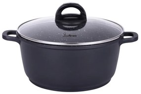 Тенджера Luigi Ferrero Hanna FR-205M, 20x8.5 см, 2.3 л, Мраморно покритие, Стъклен капак с отвор за пара, Индукция, Черен