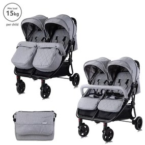 Детска количка за близнаци DUO LORELLI - Cool GREY