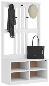 4010489 vidaXL L Дърво за антре SANDNES бяло 87x40x159,5 cm