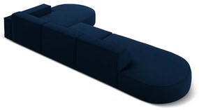 Ъглов диван от синьо кадифе (десен ъгъл) Jodie - Micadoni Home