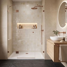 Корито за душ кабина-акрилно Rea Belmond White 90x120 Brush Copper