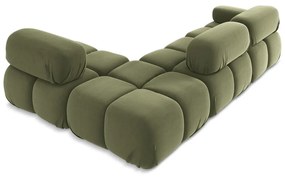 Светлозелен кадифен модулен ъглов диван (десен ъгъл) Lokua – Makamii