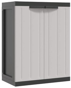 364199 vidaXL Външен шкаф за съхранение, сиво и черно, 65x37x85 см, PP