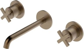 Смесител стена за умивалник с 3 отвора и вентил Clic-Clac Elle Cross La Torre-бронз