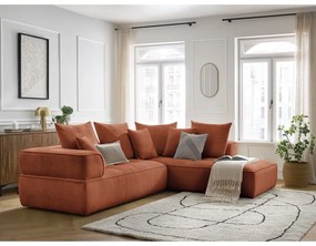 Теракотен шенилов ъглов диван (десен ъгъл/L форма) Whesley – Bobochic Paris