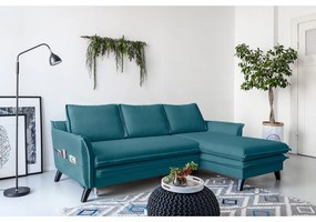 Тюркоазен ъглов разтегателен диван, десен ъгъл Charming Charlie - Miuform