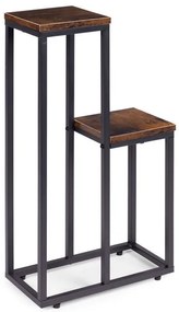 Стойка за цветя в таванско помещение - метална стойка за цветя с 2 рафта и дървен декор