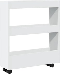 855241 vidaXL Тясна количка за съхранение с 3 нива, бяла, инженерно дърво