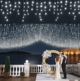 Коледно външно LED осветление, студено бяло IP44 200 LED/9,5 m