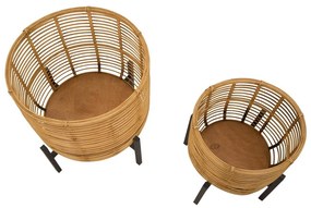 Комплект от 2 стойки за саксии от ратан, височина 47 cm - Mauro Ferretti