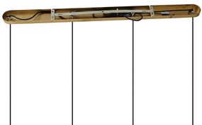 Бронзова висяща лампа с димно кехлибарено и зелено стъкло правоъгълна 4-лампи - Bao