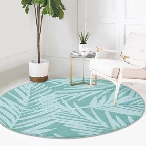 Тюркоазен кръгъл килим подходящ за пране и за прахосмукачки роботи ø 120 cm Comfort – Mila Home