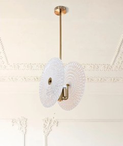 Висящо осветително тяло в златист цвят със стъклен абажур Glass – Mauro Ferretti