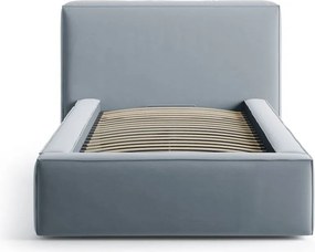 Светлосиньо единично легло 90x200 cm тапицирано с място за съхранение с включена подматрачна рамка Jodie – Micadoni