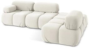 Бял кадифен модулен ъглов диван (десен ъгъл) Lokua – Makamii
