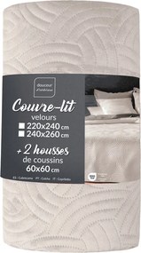 Кремаво комплект шалте и калъфка за възглавница 240x260 cm Solange – douceur d'intérieur