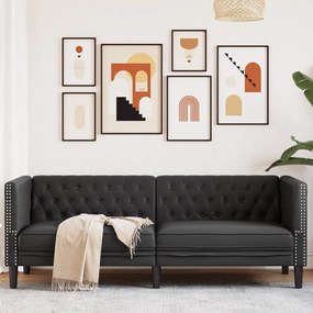 372666 vidaXL Диван Chesterfield с 3 седалки от черна kunstnahast