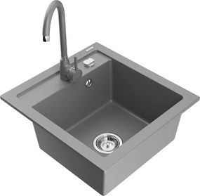 Mexen Vito гранитна мивка с 1 камера с кухненски смесител Telma, сиво