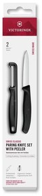 Victorinox - Комплект кухненски нож с белачка SWISS CLASSIC черен