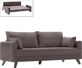 Диван Bella от плат с функция легло за трима в кафяв цвят 208x81x85см.
