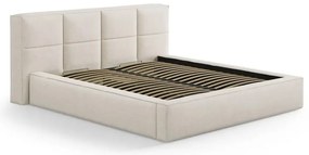 Кремаво двойно легло 140x200 cm тапицирано с място за съхранение с включена подматрачна рамка Simon Darren – Micadoni