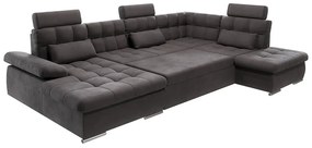 Антрацитен разтегателен ъглов диван с място за съхранение (десен ъгъл/U форма) Merkur – Ropez