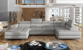 Светлосив разтегателен ъглов диван с място за съхранение (десен ъгъл U форма) Rodrigo – ELTAP