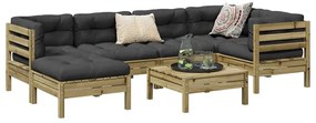 3299540 vidaXL Градински диван от 7 части с възглавници, импрегниран бор