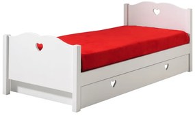 Бяло разтегателно детско легло от масивен бор с място за съхранение 90x200 cm AMORI – Vipack