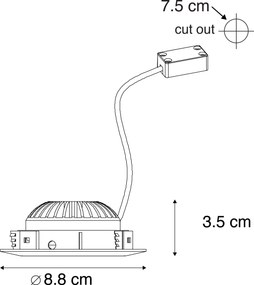 Комплект от 3 вградени прожектора стомана с LED IP44 - Relax LED
