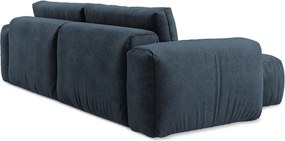 Тъмносин шенилов сгъваем ъглов диван (ляв ъгъл) Kuki – Makamii