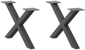 4012878 vidaXL Крака за масичка за кафе, X-образни, 2 бр., антрацит, 50x(30-31) см, стомана