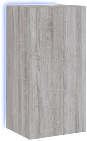 837265 vidaXL Стенен ТВ шкаф с LED осветление, сив сонома, 40,5x35x80 см