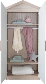 Детски гардероб в дъбов декор в бял и естествен цвят 96x190x50 cm Cabane – Roba