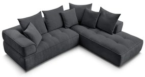 Тъмносив шенилов ъглов диван (десен ъгъл/L форма) Whesley – Bobochic Paris