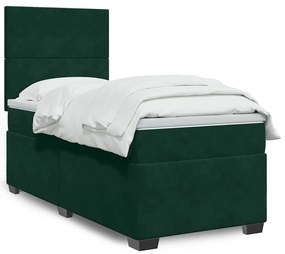 3293059 vidaXL Боксспринг легло с матрак, тъмнозелено, 80x200 см, кадифе