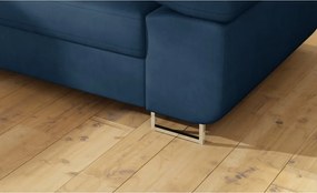 Син кадифен разтегателен ъглов диван с място за съхранение (ляв ъгъл L форма) Anton – ELTAP