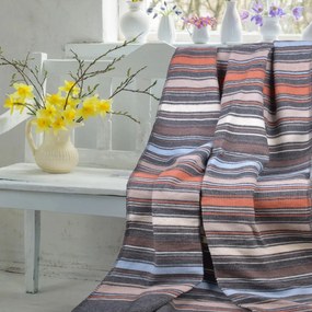 Одеяло памук/акрил 150/200 - райе/оранж/сиво от PNG