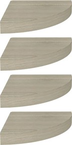 323906 vidaXL Окачени ъглови рафтове, 4 бр, дъб, 25x25x3,8 см, МДФ
