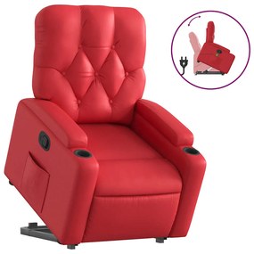 3204777 vidaXL Изправящ реклайнер стол, червен, изкуствена кожа