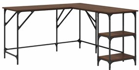 837591 vidaXL Бюро, кафяв дъб, 139x139x75 см, инженерно дърво